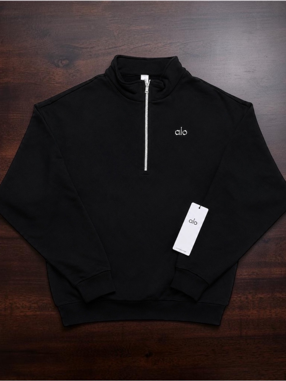 ALO Yoga Men's Black Half-Zip Pullover Sweatshirt